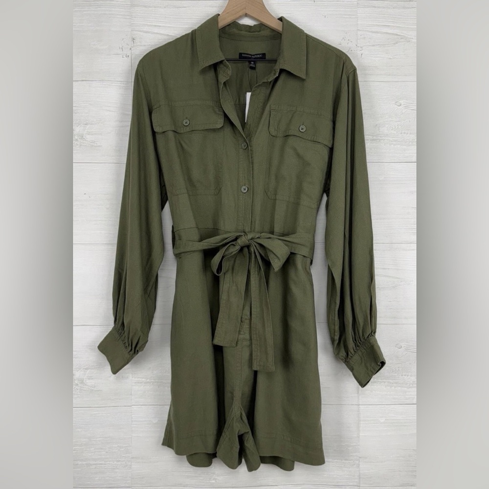 Banana Republic Dark Green Cargo Romper with Belt